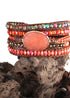 Boho Bracelet, RH 5 Layers Leather Wrap Bracelet, Natural Stones, Crystal Silver